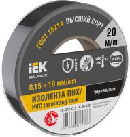 Изолента IEK MIXTAPE7, 0.15х19 мм, 6 кВ, черный, 20 м
