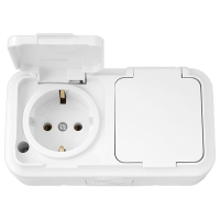 Розетка 2-местная Bylectrica ПРАЛЕСКА АКВА РА16-213, 16 А, 250 В, с заземлением, накладная, белый, IP54