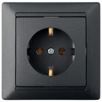 Розетка 1-местная Bylectrica СТИЛЬ РС16-306, 16 А, 250 В, с заземлением, графит
