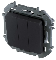 Выключатель 3-клавишный Legrand INSPIRIA, антрацит