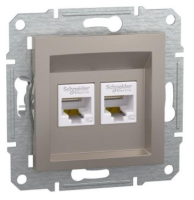 Розетка компьютерная Schneider Electric Asfora, 2 х RJ45, Cat. 5e, бронза
