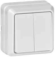 Выключатель 2-клавишный OKTAVA ВС20-2-0-ОБ 10А 250V накладной белый IP20 GENERICA