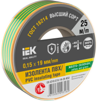 Изолента IEK MIXTAPE7, 0.15х19 мм, 6 кВ, желто-зеленый, 25 м