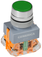 Кнопка GENERICA D7-11T с фиксацией, 1NO+1NC, зеленая, IP40
