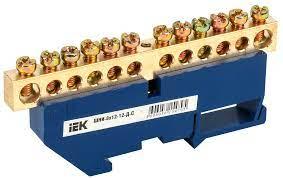 Шина N "ноль" ШНИ-8х12-8-Д-С 125А 8хМ4 на DIN-изоляторе синий IEK