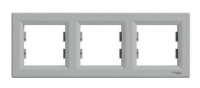 Рамка 3-местная Schneider ASFORA, горизонтальная, алюминий