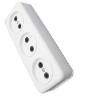 Розетка 3-местная Bylectrica РА16-244, 16 А, 250 В, без заземления, накладная, белый, IP20