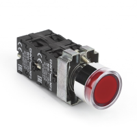 Кнопка управления CHINT NP2-BW3465, красная, 1NO+1NC, с подсветкой 230 В, Ø 22 мм, IP40