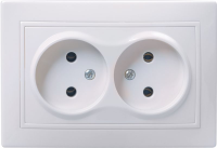 Розетка 2-местная KVARTA РС12-2-КБ, 10 А, 250 В, без заземления, белый, GENERICA