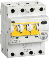 Автоматический выключатель дифференциального тока IEK АВДТ34, 3L+N, C20, 6кА, 30мА, тип А