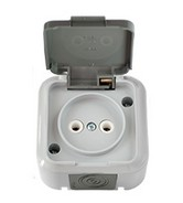 Розетка 1-местная Bylectrica ПРАЛЕСКА АКВА РА16-296(03), 16 А, 250 В, без заземления, накладная, серый, IP54