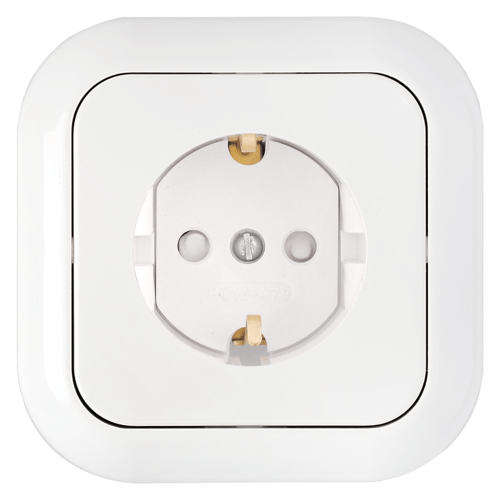 Розетка 1-местная Bylectrica ГАРМОНИЯ РС16-253, 16 А, 250 В, с заземлением, шторки, белый