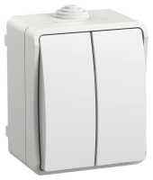Выключатель 2-клавишный IEK FORS ВС20-2-0-ФБ, накладной, белый, IP54