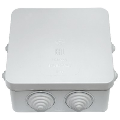 Коробка распаячная Bylectrica КМ-234, 100х100х50 мм, для открытой проводки, 7 вводов, IP55