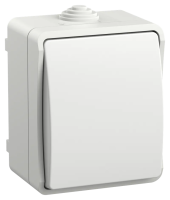 Выключатель 1-клавишный проходной IEK FORS ВС20-1-0-ФБ, накладной, белый, IP54