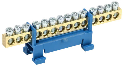 Шина N "ноль" ШНИ-6х9-14-С-С 100А 14хМ4 на DIN-изоляторе "Стойка" синий IEK