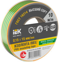 Изолента IEK MIXTAPE7, 0.15х15 мм, 6 кВ, желто-зеленый, 10 м