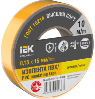 Изолента IEK MIXTAPE7, 0.15х15 мм, 6 кВ, желтый, 10 м