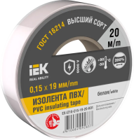 Изолента IEK MIXTAPE7, 0.15х19 мм, 6 кВ, белый, 20 м