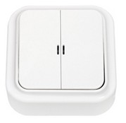 Выключатель 2-клавишный Bylectrica ПРАЛЕСКА А5 10-215, индикация, накладной, белый, IP20