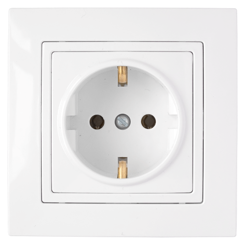 Розетка 1-местная Bylectrica УЮТ РС16-339, 16 А, 250 В, с заземлением, белый