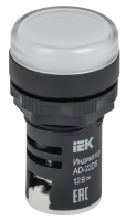 Индикатор светосигнальный IEK AD22DS, 22 мм, LED, 12 В AC/DC, белый, IP54