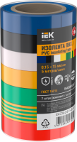 Изолента IEK MIXTAPE7, 0.15х15 мм, 6 кВ, 5 м, комплект 7 шт