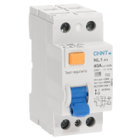 Дифференциальный выключатель (УЗО) CHINT NL1-63 DB, 2P, 40 А, 30 мА, тип AC, электромеханическое