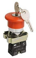 Кнопка грибковая IEK LAY5-BS142 с ключом, 1NC, красная, IP40