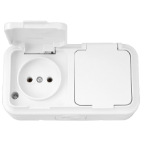 Розетка 2-местная Bylectrica РА16-221, 16 А, 250 В, без заземления, накладная, белый, IP54