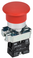 Кнопка грибковая IEK LAY5-BC42, без фиксации, 1NO, красная, IP40