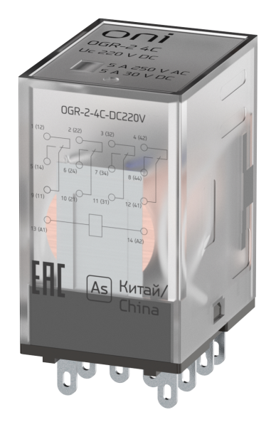 Реле промежуточное универсальное OGR-2-4C 4SPDT 5А Uупр=24VDC ONI