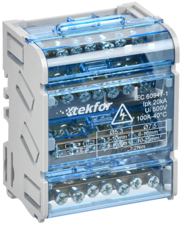 Кросс-модуль TEKFOR ШНК 4х7, 100 А, 3L+PEN, медь 58% — фото, характеристики