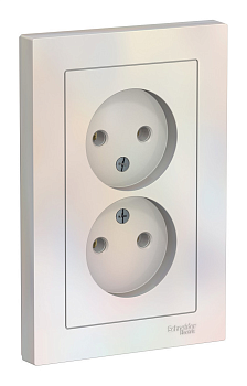 Розетка 2-местная AtlasDesign, 16 А, без заземления, с рамкой, жемчуг