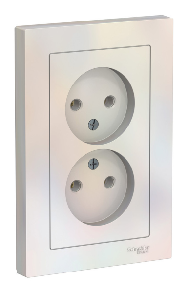 Розетка 2-местная AtlasDesign, 16 А, без заземления, с рамкой, жемчуг