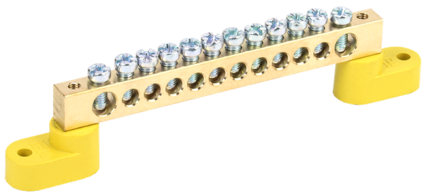 Шина PE "земля" ШНИ-8х12-12-У2-Ж 125А 12хМ4 на двух угловых изоляторах синий IEK