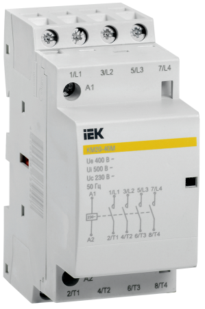 Контактор модульный КМ20-40М 4Р 20А АС-7 4NO Uупр=230VАС IEK