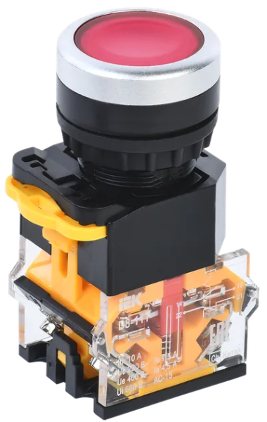 Кнопка IEK D8-11T с фиксацией, 1NO+1NC, красная, IP40