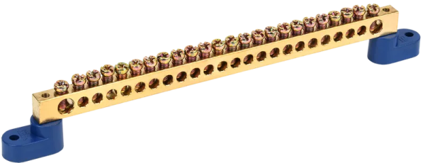 Шина N "ноль" ШНИ-8х12-24-У2-С 125А 24хМ4 на двух угловых изоляторах синий IEK