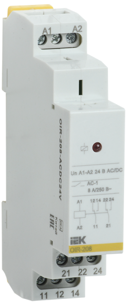 Реле промежуточное модульное OIR-208 8А 24V AC/DC 2SPDT IEK