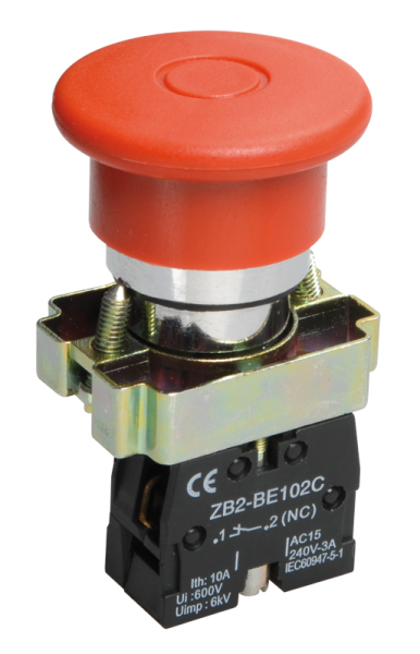 Кнопка управления "Грибок" LAY5-BT42 1NC красная с фиксацией d22мм IP40 IEK