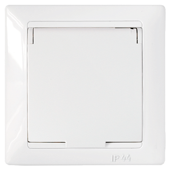 Розетка 1-местная Bylectrica СТИЛЬ РС16-312, 16 А, 250 В, с заземлением, с крышкой, IP44, белый