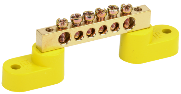 Шина PE "земля" ШНИ-6х9-6-У2-Ж 100А 6хМ4 на двух угловых изоляторах желтый IEK