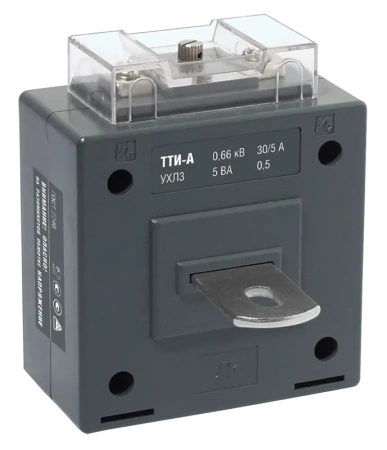 Трансформатор тока IEK ТТИ-А, 250/5 А, 10 ВА, 0.66 кВ, класс точности 0.5, с медной шиной