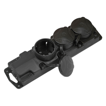 Розетка переносная 3-местная Bylectrica Р16-381, 16 А, 250 В, с крышками, IP44