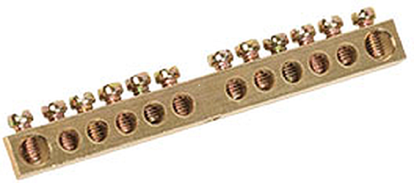 Шина PEN "земля-ноль" 6х9мм 12/1 100А 12хМ4 крепеж по центру IEK