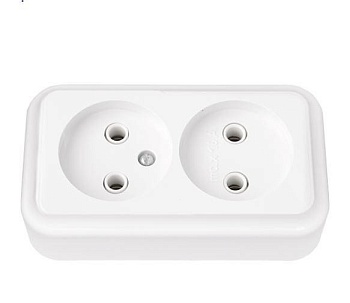 Розетка 2-местная ПРАЛЕСКА РА16-238 16А L+N 250V накладная (без основания) белый IP20 Bylectrica