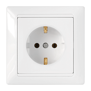 Розетка 1-местная Bylectrica СТИЛЬ РС16-306, 16 А, 250 В, с заземлением, белый