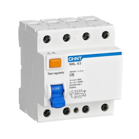 Выключатель дифференциальный (УЗО) NXL-63 3P+N 25A 30mA тип AC CHINT