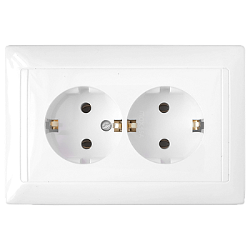 Розетка 2-местная Bylectrica СТИЛЬ РС16-313, 16 А, 250 В, с заземлением, белый